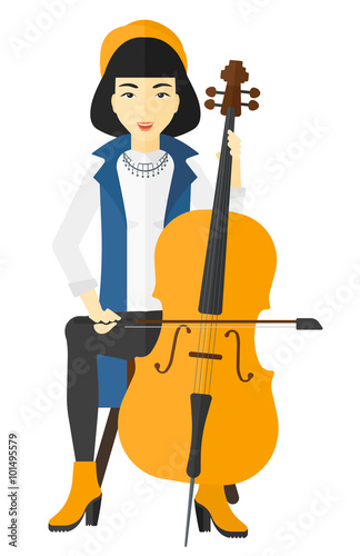 Woman playing cello.