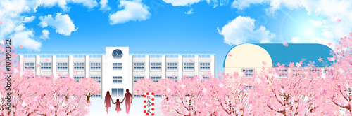 桜　学校　春　背景