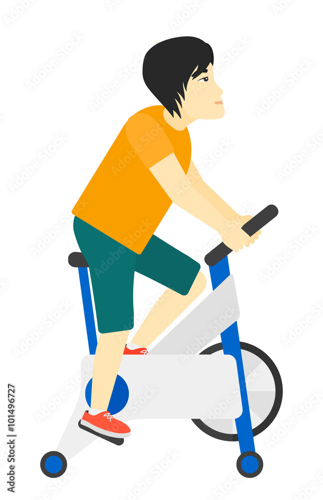 Man doing cycling exercise. Man doing cycling exercise.