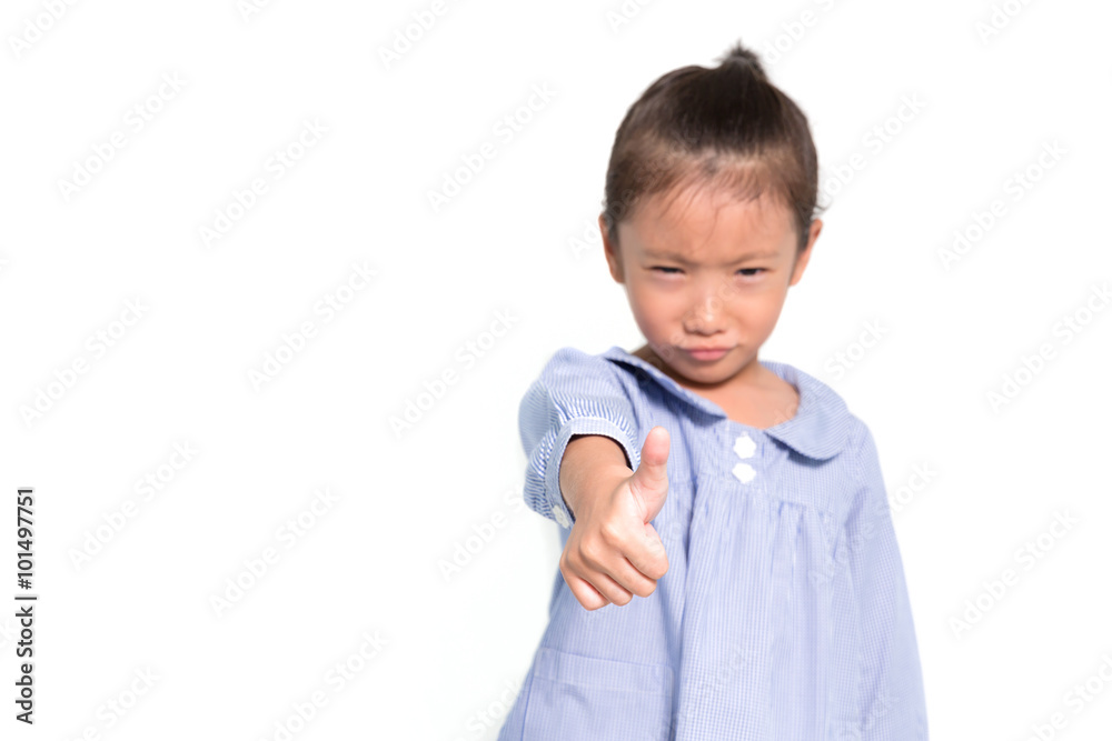 Little asian girl frustrated posing isolate background selective Little asian girl frustrated posing isolate background selective