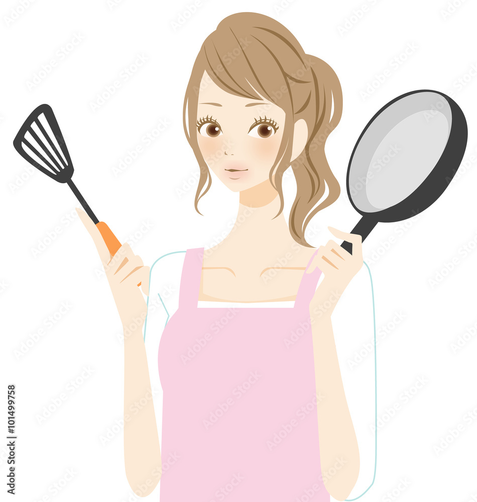 料理をする女性 笑顔 料理をする女性 笑顔