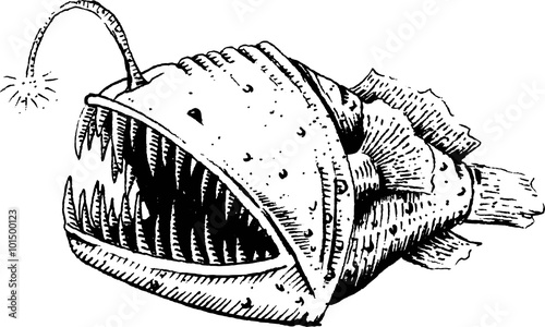 Fish-dog, fish, angler or sea devil. EPS 10, AI, JPEG