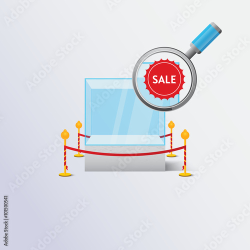 Display sale case. Vector illustration. 