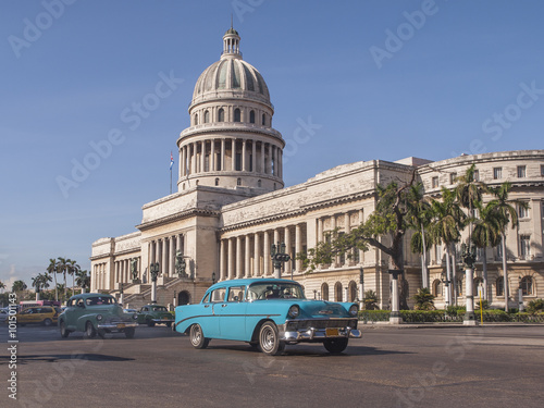 Classic cars in front of the Capitol in Havana. Cuba © clamon