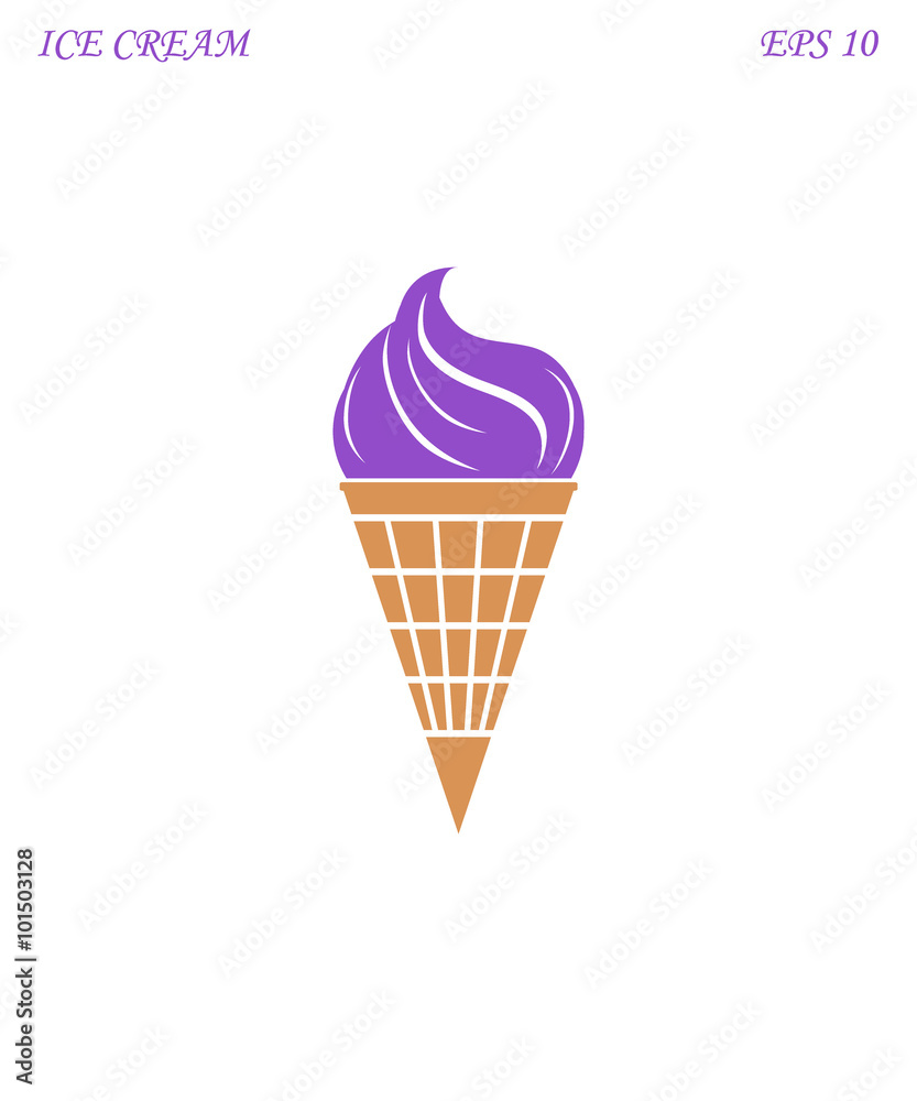 Ice cream icon with waffle on black background vector illustration Ice cream icon with waffle on black background vector illustration