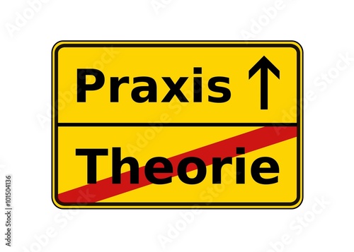 Ortsschild Praxis Theorie
