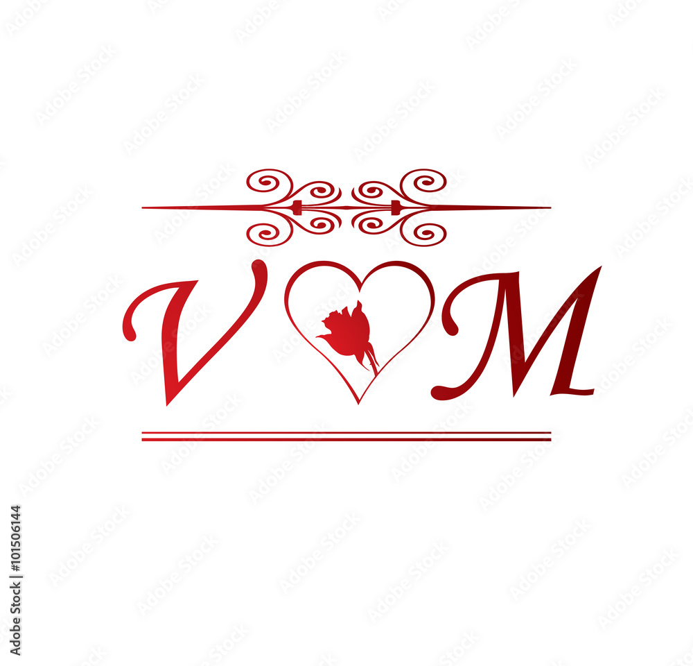 Initial VM with heart love logo template vector 20158694 Vector