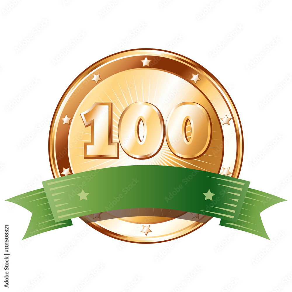 Round / circle shaped metal badge / seal of approval in bronze look ...