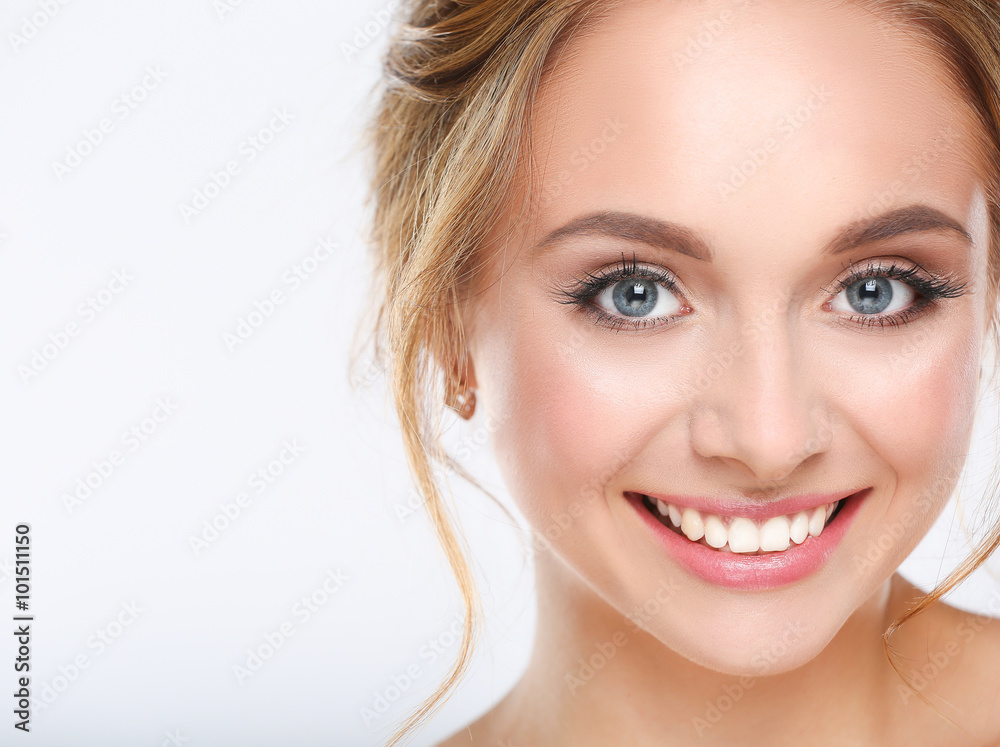 Portrait of beautiful woman on white background Portrait of beautiful woman on white background
