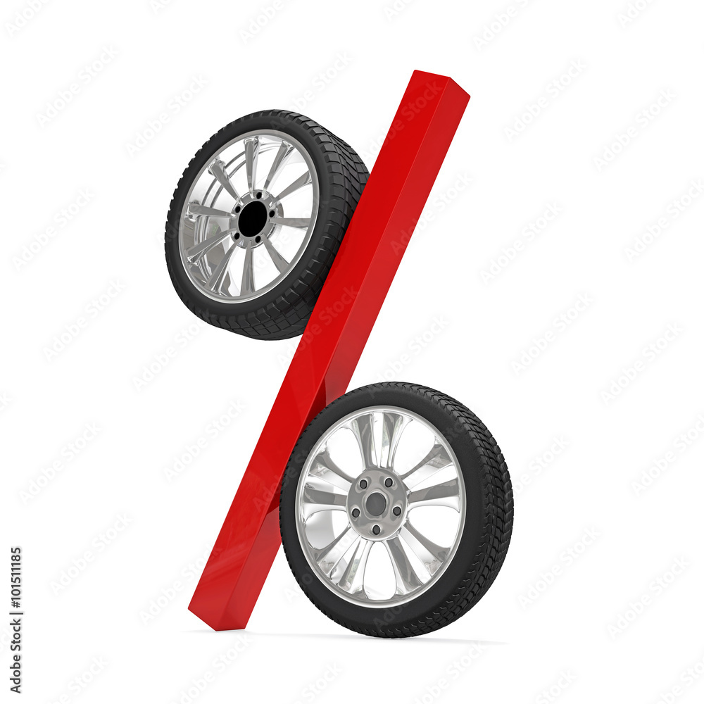 Fototapeta premium Car wheel sale 3d rendering