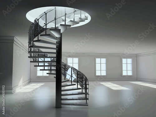 spiral stair 3D rendering