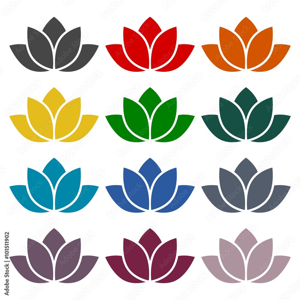 Lotus silhouette icons set Lotus silhouette icons set