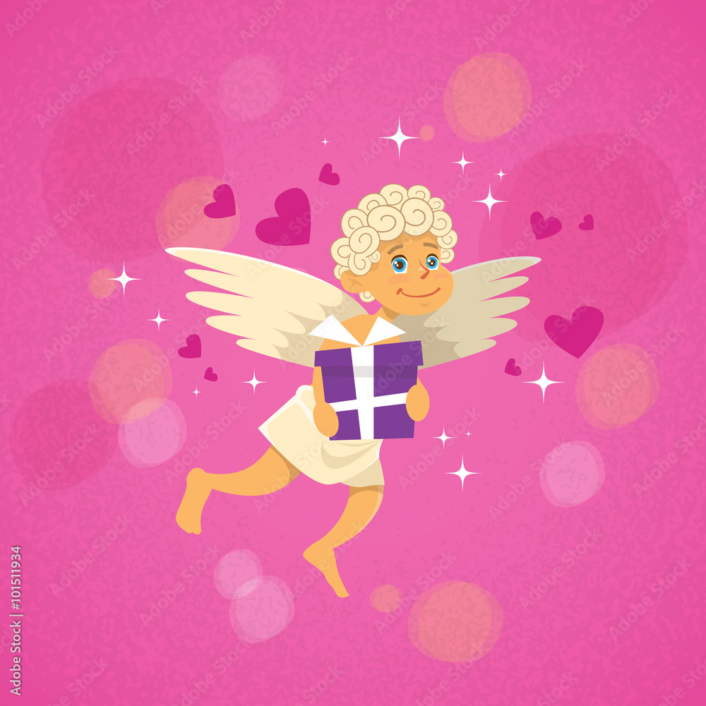 Valentine's Angel Cupid With Present Saint Valentine Holiday Valentine's Angel Cupid With Present Saint Valentine Holiday