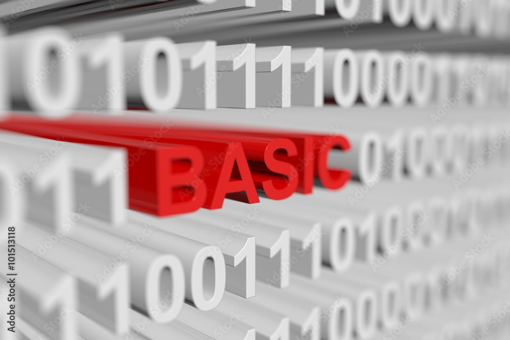 Basic is presented in the form of a binary code with blurred background
