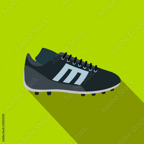 Sport shoe with cleats flat icon 