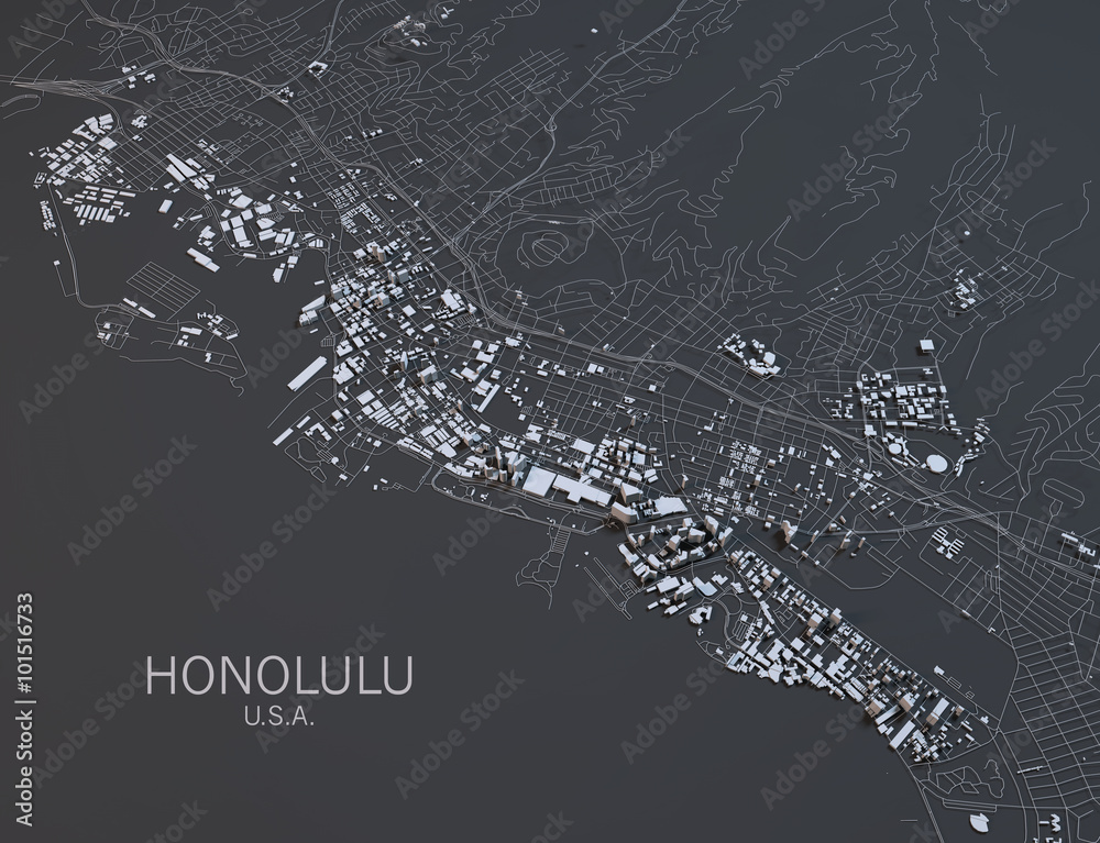 Cartina Honolulu, vista satellitare, Stati Uniti