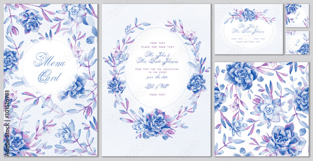 Set of templates for celebration, wedding or corporate style.