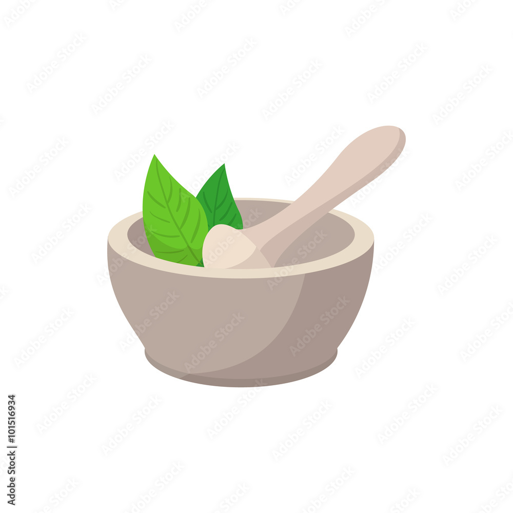 Φωτογραφία White mortar and pestle cartoon icon