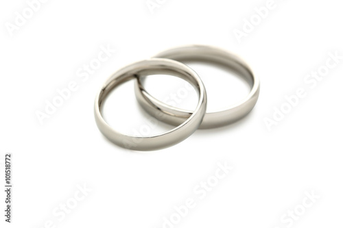 Silver wedding rings isolated on a white