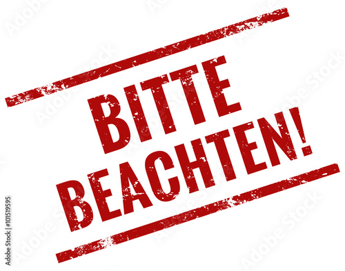 Bitte beachten Stempel rot