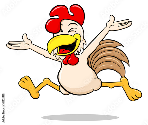 Cartoon Huhn springt vor Freude