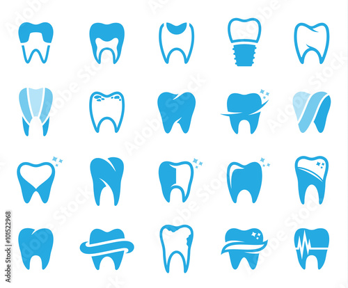 Vector tooth icons, symbols and design elements