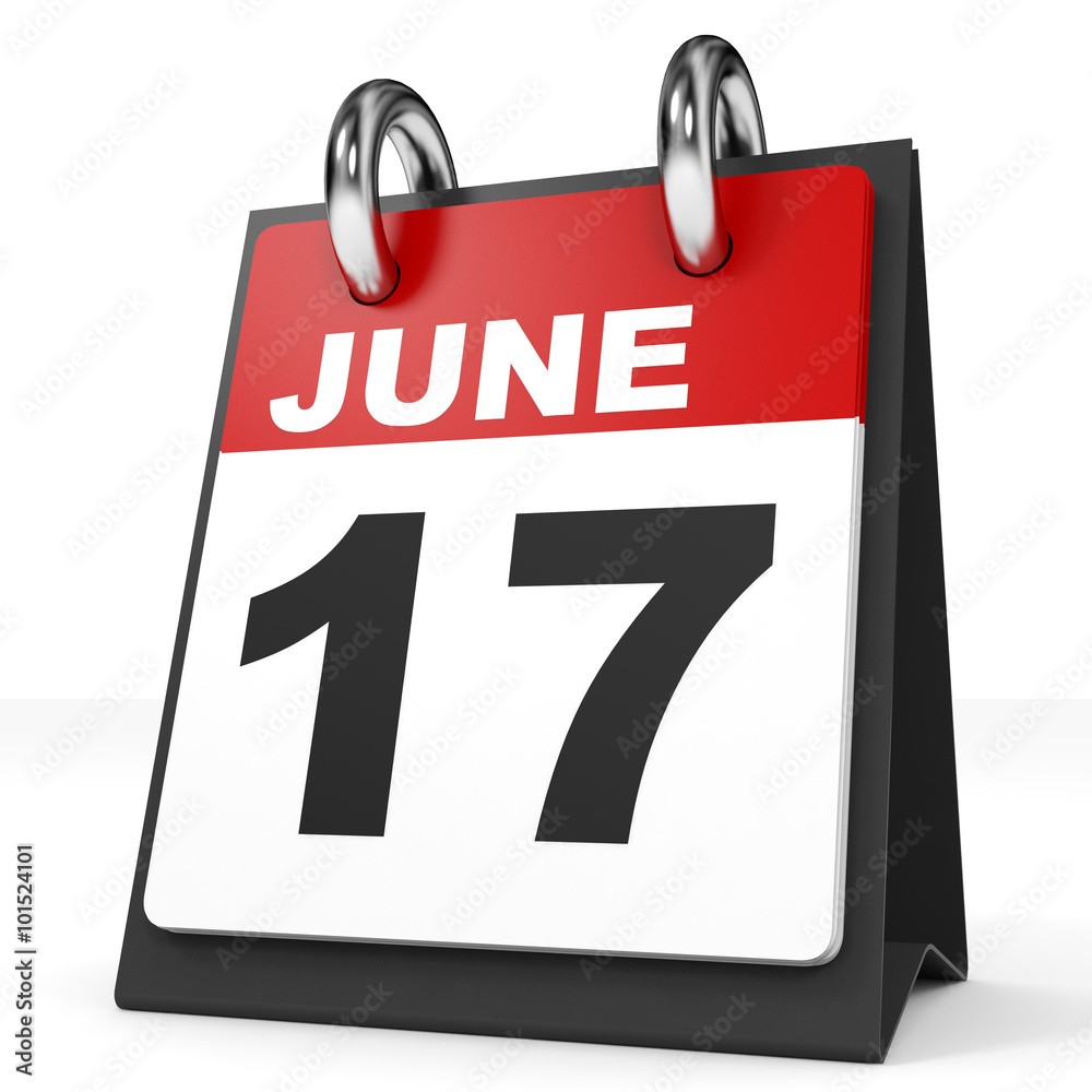 Calendar on white background. 17 June. Calendar on white background. 17 June.