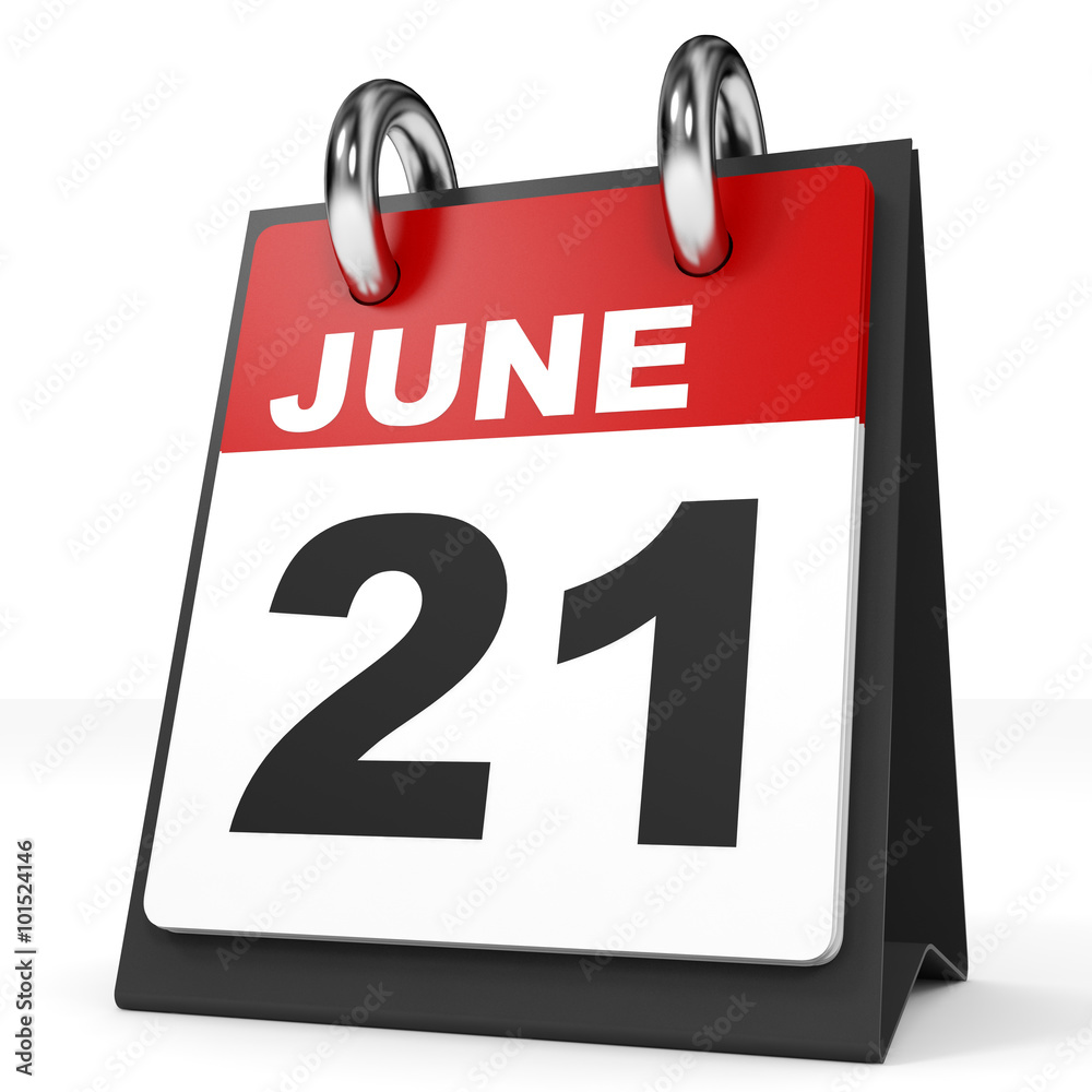 Calendar on white background. 21 June. Calendar on white background. 21 June.