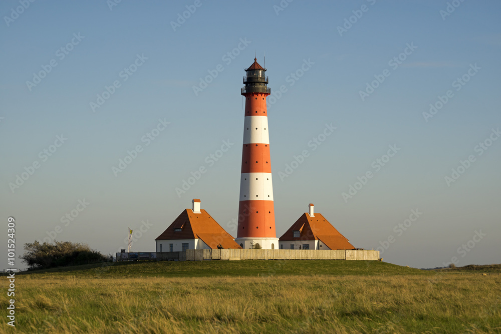 Leuchtturm Westerheversand im Abendlicht