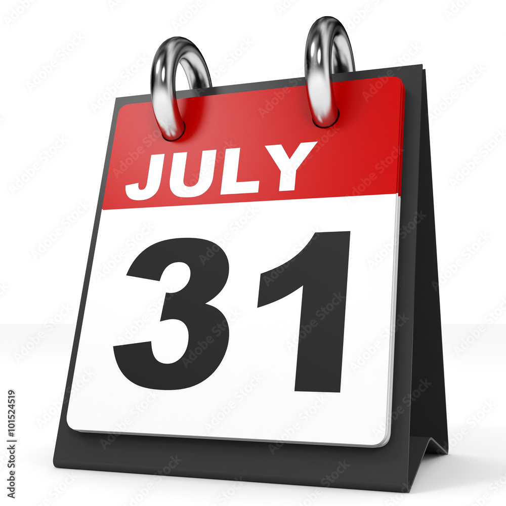 Calendar on white background. 31 July. Calendar on white background. 31 July.