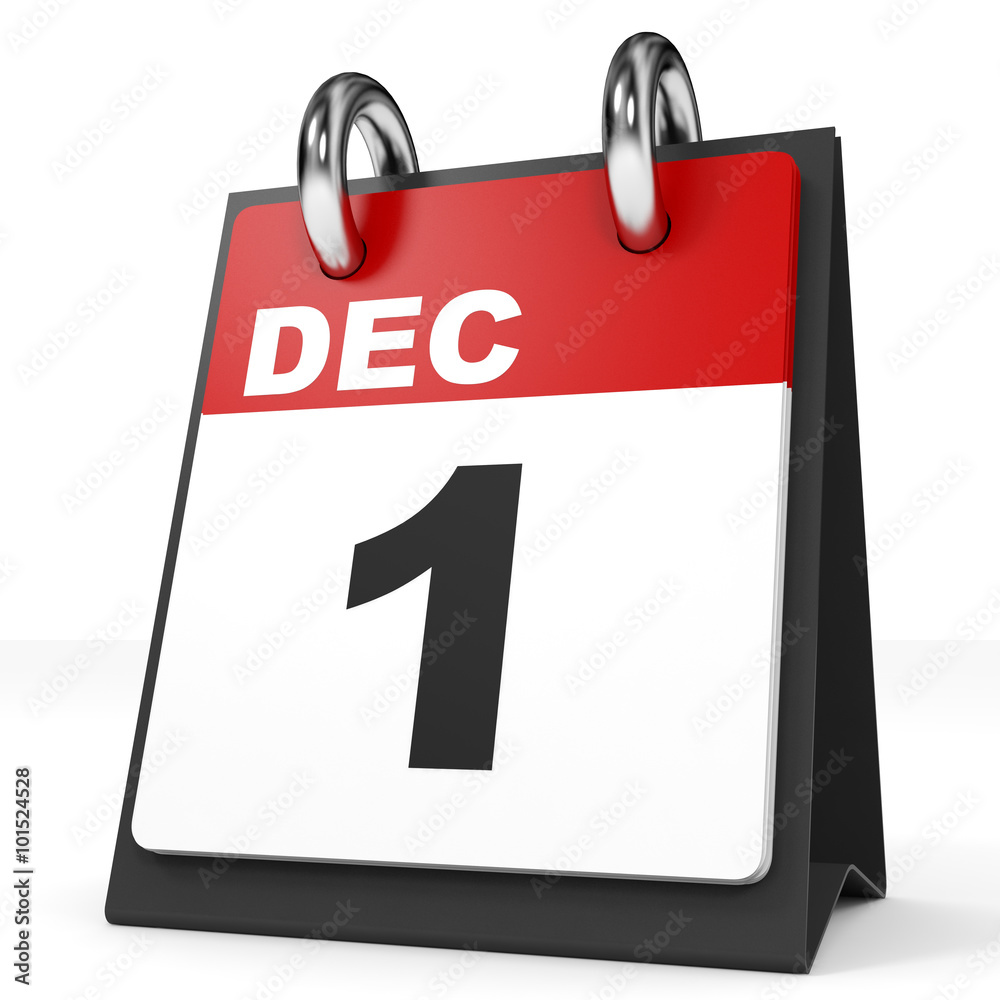 Calendar on white background. 1 December. Calendar on white background. 1 December.