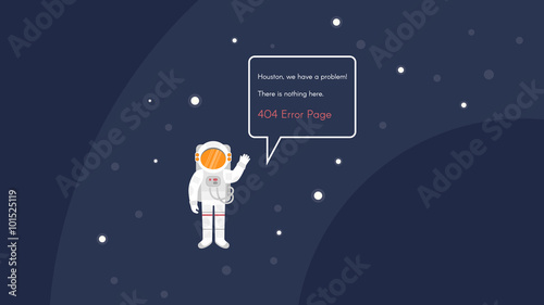 Vector 404 error page template for website. Open space 