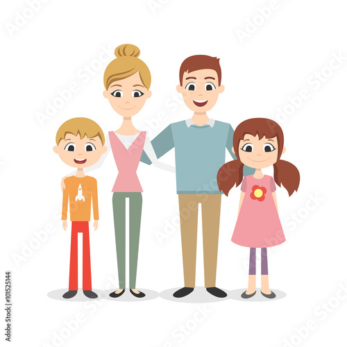 Vector illustration of Happy family characters. Parents and chil