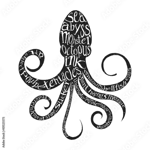Typography lettering octopus