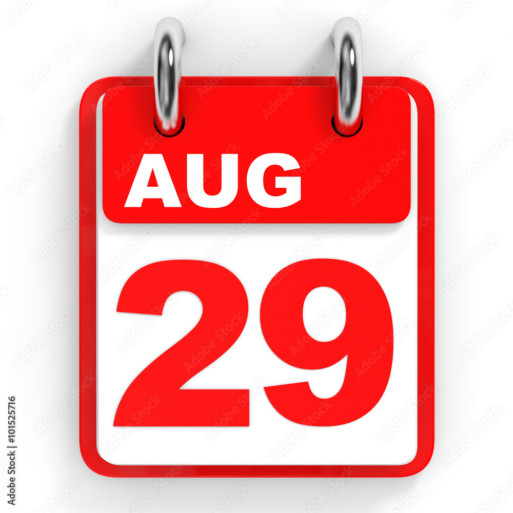 Calendar on white background. 29 August. Calendar on white background. 29 August.