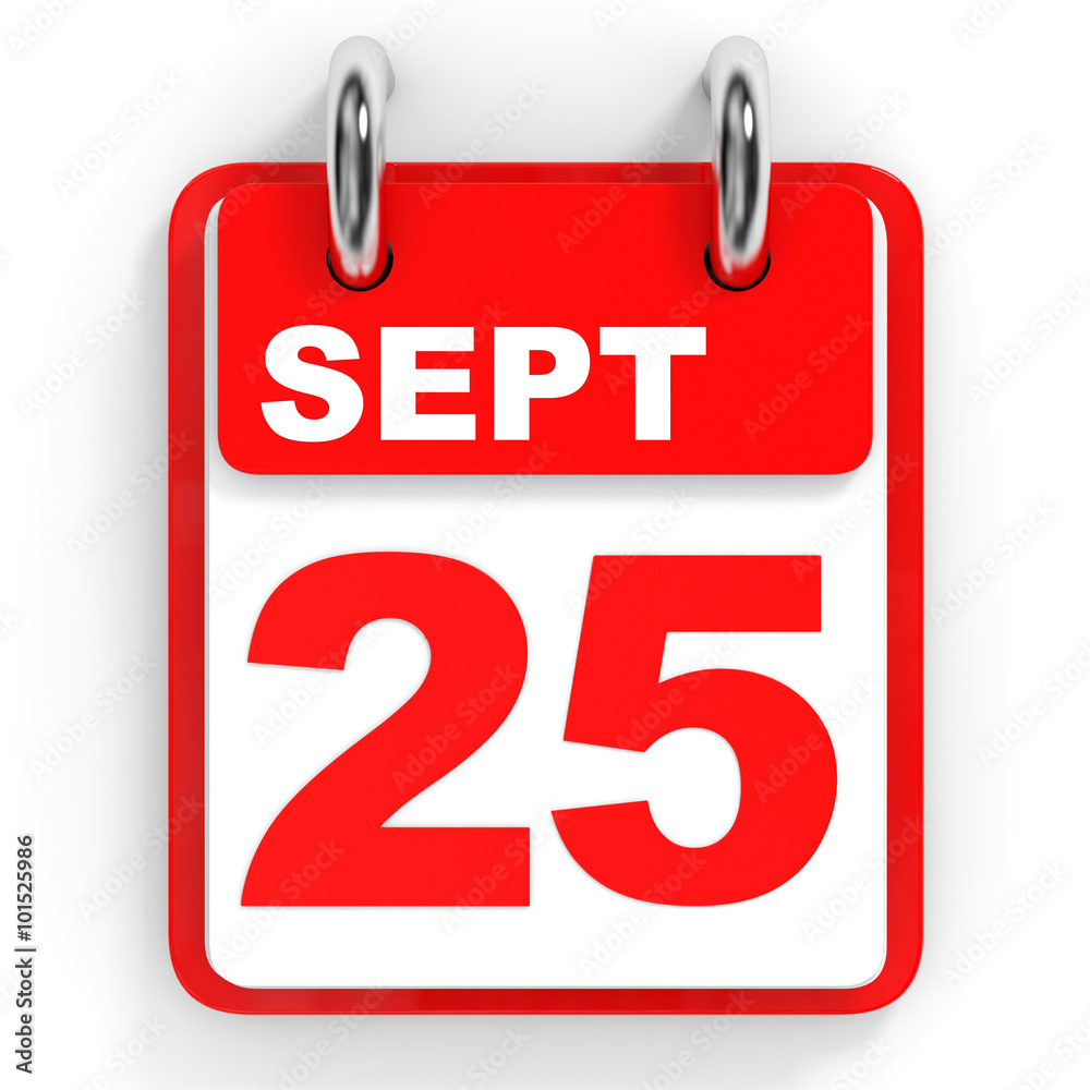 Calendar on white background. 25 September.