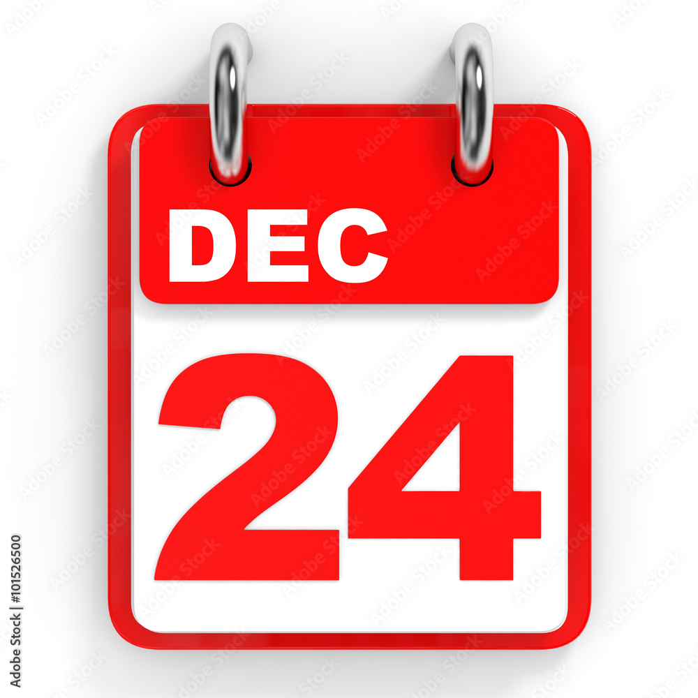 Calendar on white background. 24 December. Calendar on white background. 24 December.