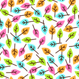 seamless vector pattern with bright stylized leaves in the style of children's drawings