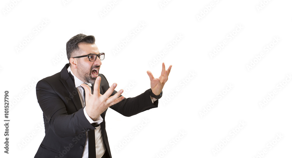 isolated businessman shouting isolated businessman shouting