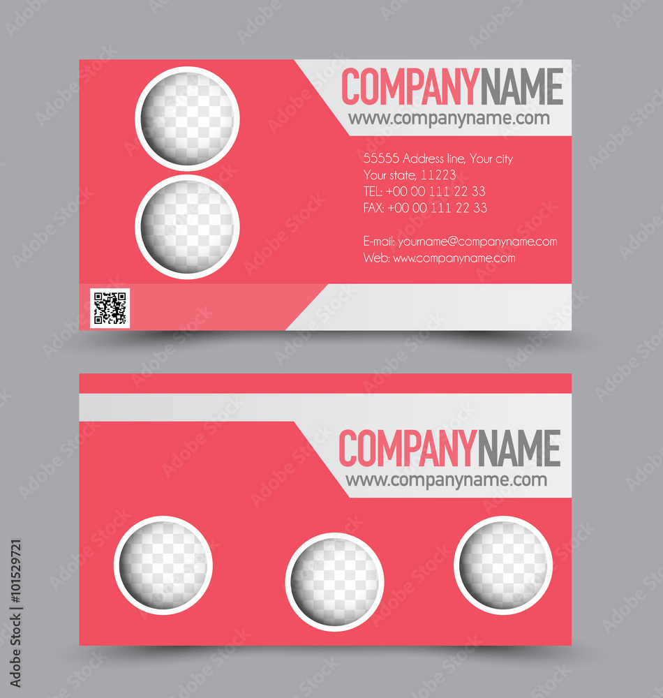 Business card set template for business identity corporate style. Red color. Vector illustration. Business card set template for business identity corporate style. Red color. Vector illustration.