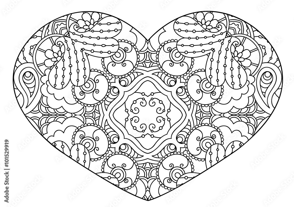 Decorative black and white heart. Stock Vector | Adobe Stock