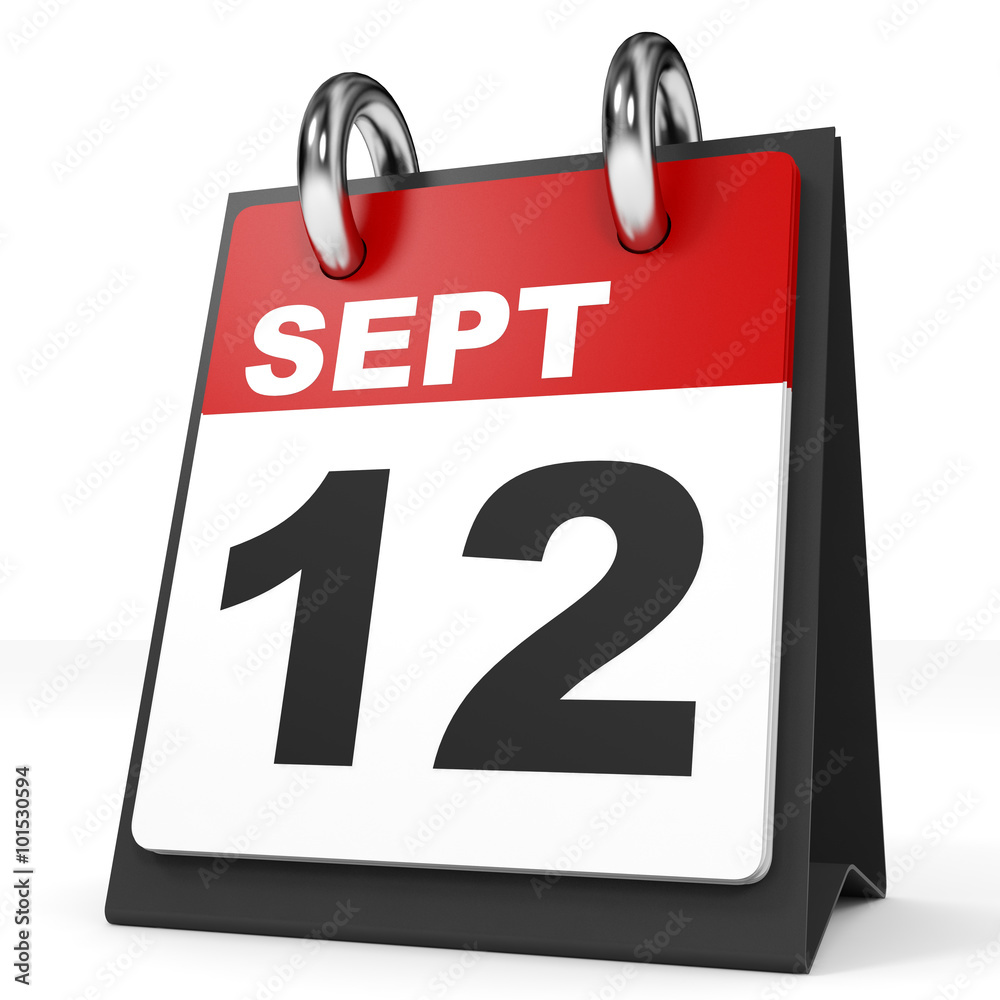 Calendar on white background. 12 September. Calendar on white background. 12 September.
