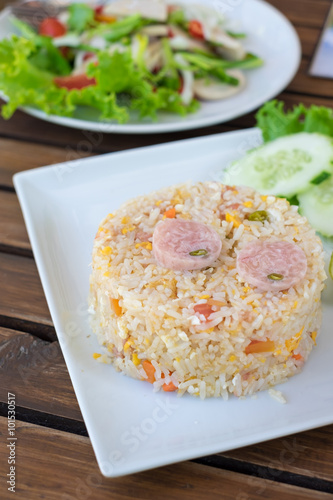 Thai Foods - Fried Rice with Vegetables and Sour pork