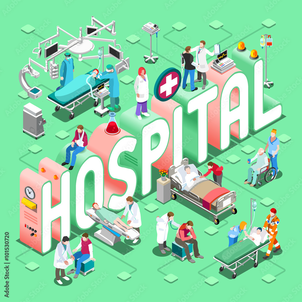 Naklejka premium Hospital 01 Concept Isometric