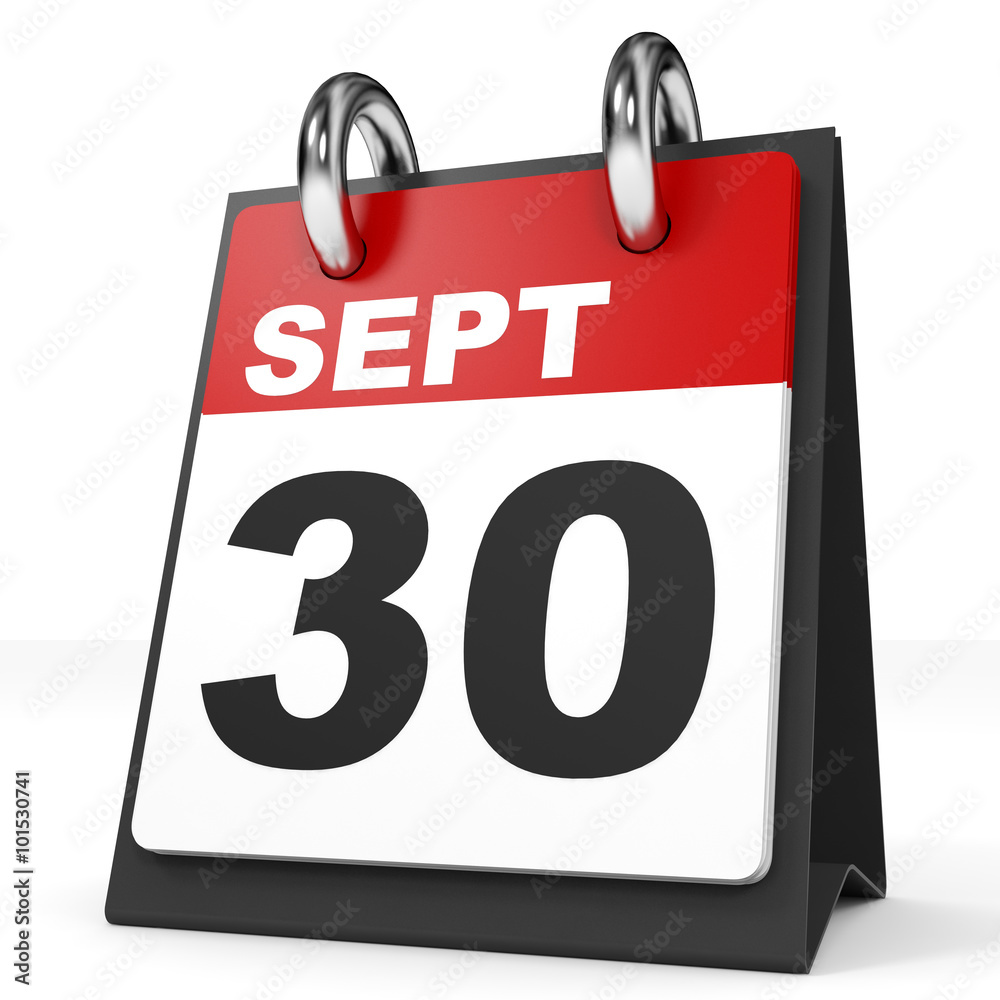 Calendar on white background. 30 September.