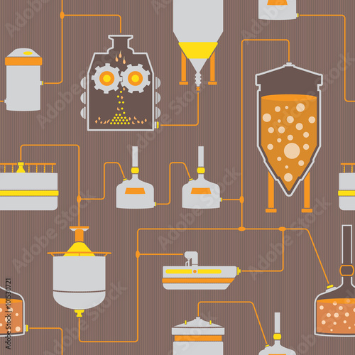 Seamless background with beer brewing process