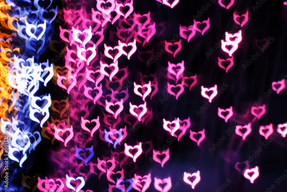 Blurring lights bokeh background of Devil hearts Blurring lights bokeh background of Devil hearts