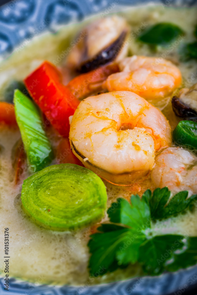 Asian soup with prawns, Tom Yam Kung . Thai cuisine. Asian soup with prawns, Tom Yam Kung . Thai cuisine.
