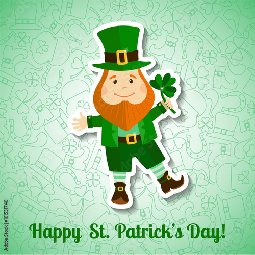 Saint Patrick's Day greeting card with leprechaun