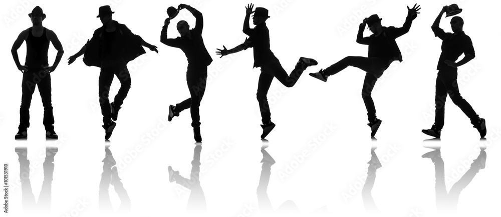 Silhouettes of dancers in dancing concept Silhouettes of dancers in dancing concept